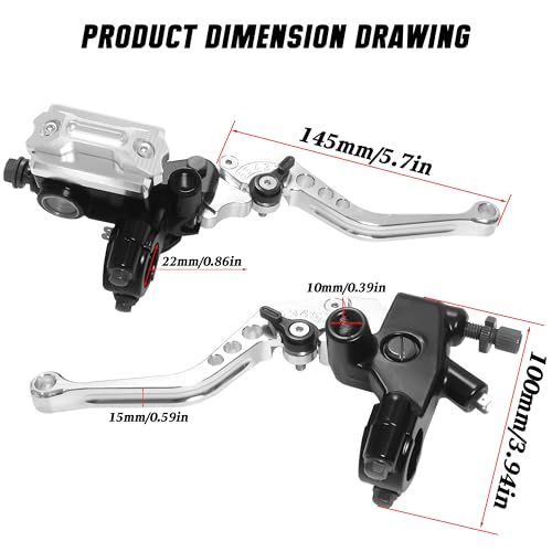 7/8" 22mm Motorcycle Brake Lever Handlebar Master Cylinder Clutch Levers Left & Right Set + Hand Grips + Handlebar Ends Set for Honda Kawasaki Suzuki Yamaha (Silver) - color: Silver