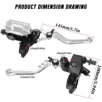 7/8" 22mm Motorcycle Brake Lever Handlebar Master Cylinder Clutch Levers Left & Right Set + Hand Grips + Handlebar Ends Set for Honda Kawasaki Suzuki Yamaha (Silver) - color: Silver
