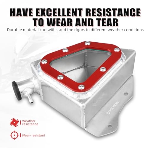 NICECNC Aluminum Radiator Tank, Reservoir Expansion Tank, Red - color: red