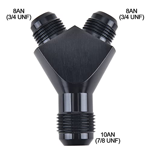 EVIL ENERGY 10AN to 8AN 8AN Y Block Flare Fitting Adapter Union Splitter Black - size: 10AN to 2 × 8AN