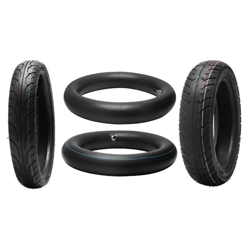 60/90-14 Front & 90/90-12 Rear Tire and Tube Set for Scooter Moped Motorcycle Electric Bike – 6PR Road Tires with Butyl Inner Tubes for 14” Front & 12” Rear Wheels Fit 1.82x12, 1.40x14 Rim