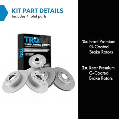TRQ Front and Rear Brake Rotor Set G Coated - style: BRA15436