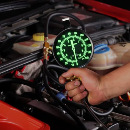BETOOLL Pro Fuel Injection Pressure Tester Kit 0-140 PSI Fluorescent Gauge - size: 0-140 PSI Fluorescent Gauge