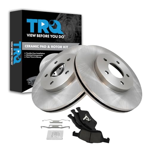 TRQ Front Brake Pad and Rotor Set Ceramic Vented Rotors 11.93 in 5-Lug - style: BKA18535