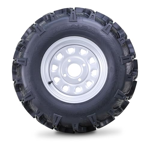 WANDA ATV Tire & Wheel Set 25x8-12 25x10-12 on 4x110mm PCD 5+2 Silver Rims - size: 4x110mm 5+2 wheel