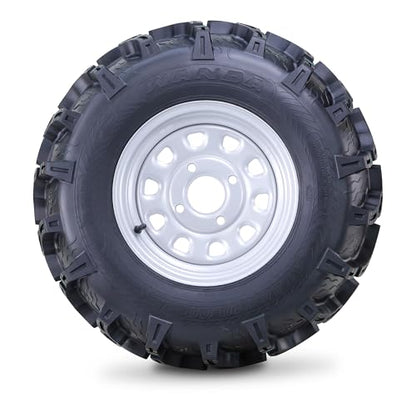 WANDA ATV Tire & Wheel Set 25x8-12 25x10-12 on 4x110mm PCD 5+2 Silver Rims - size: 4x110mm 5+2 wheel