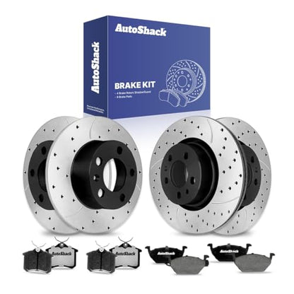 AutoShack Front & Rear E-Coated Rotors & Ceramic Pads for VW Jetta 2006 - style: ShadowGuard & Pad