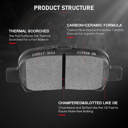 cciyu D828 Brake Pads w/Hardware Rear Disc Brake Pad Set - size: Rear[D828]