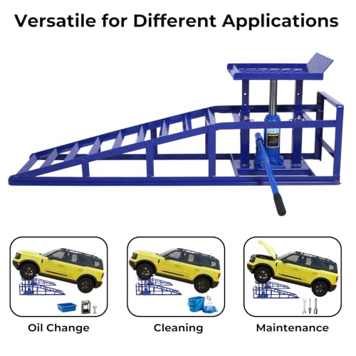 Skepphlay 2 Pack Hydraulic Car Ramps 5t 11000lbs, Cars High Lift 9"-14.2" - color: Blue