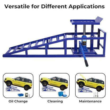 Skepphlay 2 Pack Hydraulic Car Ramps 5t 11000lbs, Cars High Lift 9"-14.2" - color: Blue