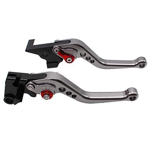 FXCNC Adjustable Brake Clutch Levers for YFM700 Raptor 700R 2000-2006, Banshee 350 YFZ350 2002-2008, Wolverine 350 YFM350FX 2002-2005,Blaster 200 YFS200 2004-2006,WR125/250/500 1991-95 - color: Gray Lever with Red Adjuster
