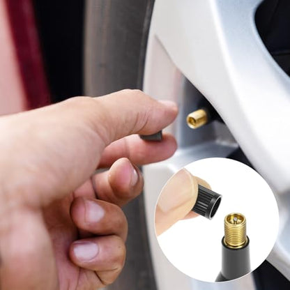 QWORK TR413 Rubber Snap-in Tire Valve Stems, 100 Pcs Brass Core EPDM Rubber Universal Fit for Passenger Car Tubeless Tires Leak Tested