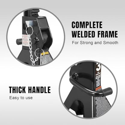 Torin AT43002AB-1 Double Locking Steel Jack Stands, 3 Ton (6,000 LBs) Capacity, Black, 1 Pair - style: Double Locking