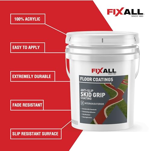 FIXALL Skid Grip Anti-Slip Coating, 5 Gallons, Smoke, Exceeds ADA Standards, Ideal for Safety Areas, Slip-Resistant Pavement, Cement & Concrete Paint - color: Smoke, size: 640 Fl Oz (Pack of 1)