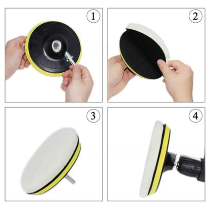 7 PCS 3 Inch Wool Polishing Buffing Pad Polishing Buffing Wheel with M10 Drill Adapter, Car Buffer Drill Attachment, Drill Buffer Polisher Attachmen for Car, Glass, Tile, Tire Polishing & Waxing - size: 7 Pcs 3 Inch