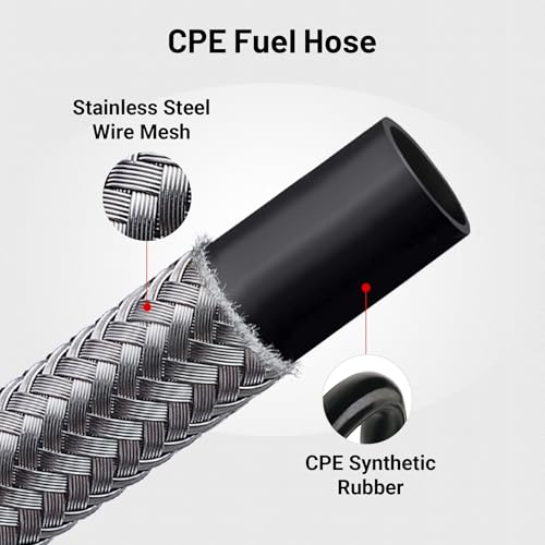 EVIL ENERGY 12AN Fuel Line Kit 20FT, 12AN Hose Stainless Steel Braided Fuel Line Hose Fitting Kit CPE, Silver - color: Silver, size: 12AN 20FT