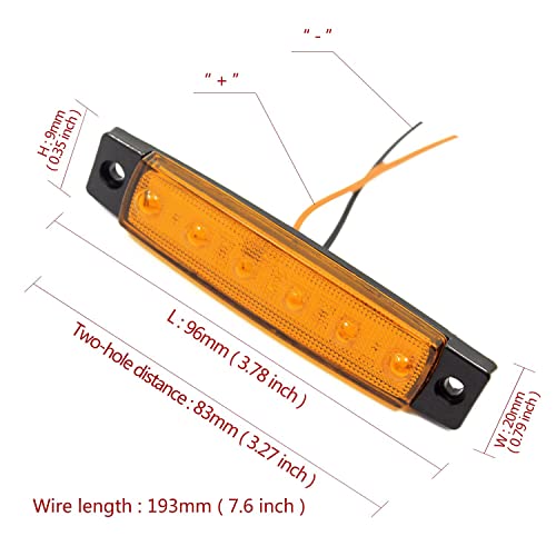 FXC 10X 12V 6 LED 3.8" Truck Bus Boat Trailer RV Side Marker Indicators Clearance Light Lamp Amber - color: Amber