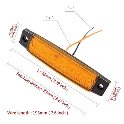 FXC 10X 12V 6 LED 3.8" Truck Bus Boat Trailer RV Side Marker Indicators Clearance Light Lamp Amber - color: Amber