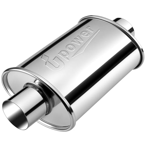 Upower 2.5 inch Ultra Quiet Resonator, 304 Stainless Steel Exhaust Muffler 2.5", 2.5'' Inlet & Outlet 14" Overall Length Universal Oval Performance Muffler Resonator - size: 2.5 Inch