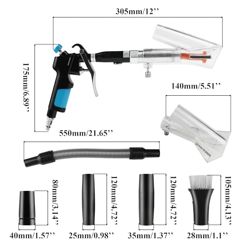 2in1 Car Cleaning Gun Detailing Dry Air Blow Gun & Vacunm Gun for Car - color: Black