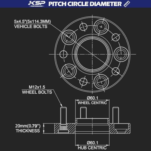 KSP 1inch 5x114.3 Wheel Spacers Fit Tacoma Camry RAV4 Lexus IS250, 5 Lug Hubcentric 5x4.5 Forged Wheel spacers 25mm for Lexus G35 ES300 ES350 with 12x1.5 Studs 60.1mm Hub Bore, Set of 4 - size: 60.1mm Hub Bore