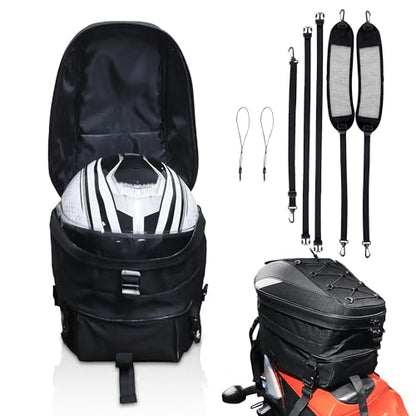MZS Motorcycle Tail Bag, 22-38L Expandable Dual Use Storage Black - size: 38L