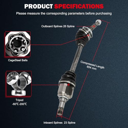 CCIYU Front Left CV Axle Shaft Assembly for Toyota Yaris 1.5L L4 2006-2014 - size: 17-9906