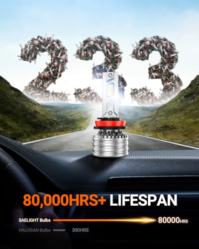 SEALIGHT 9005 H11 Bulbs, 240,000LM 17X Brightness, HB3 H8/H16/H9 6500K Cool White LED Bulbs, IP68 Waterproof 80000Hrs Lifespan, 5X Heat Dissipation driving LED Bulbs, Plug and Play, 4 Pack - color: White, size: 9005 H11