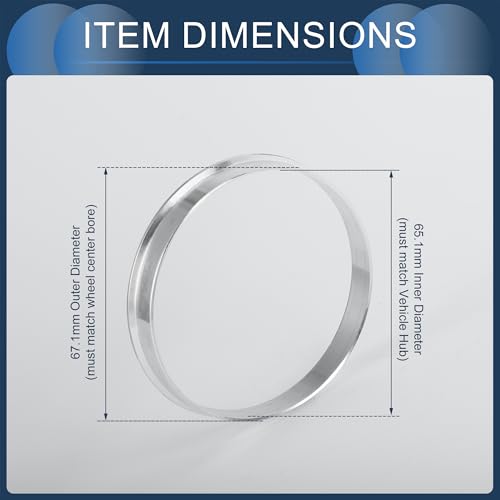 Hub Centric Rings, 65.1mm ID to 67.1mm OD Vehicle Wheel Hubrings Aluminum Alloy, 4 Pcs - size: 65.1mm to 67.1mm