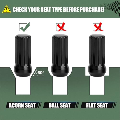 32pcs M14x1.5 Lug Nuts Spline Black, 14x1.5 Aftermarket Wheel Lug Nuts for F150 F250 F350 Silverado Sierra Ram 2500 3500 with 1 Socket Keys Long Extended - size: M14 x 1.5, style: 32 PCS
