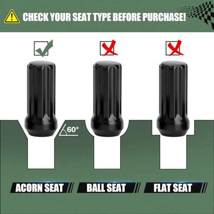9/16-18 Spline Lug Nut 32pcs for Dodge 2500 3500 8 Lug, 9/16 x18 Closed End Lug Nut with 1 Socket Key for 1994-2011 Ram 2500 3500, 2002-2010 Ram 1500 Aftermarket Wheel - size: M14 x 1.4, style: 32 PCS