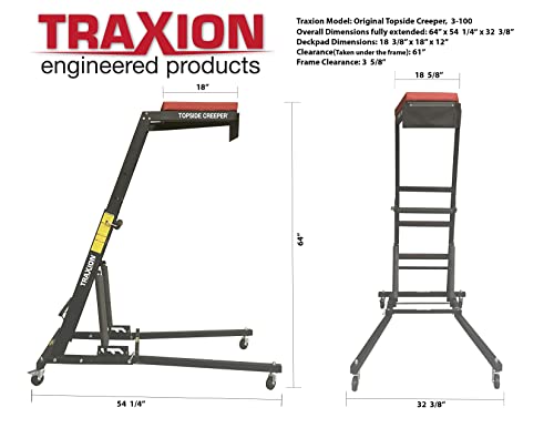 Traxion 3-100 Foldable Topside Automotive Engine Creeper, Red & Black