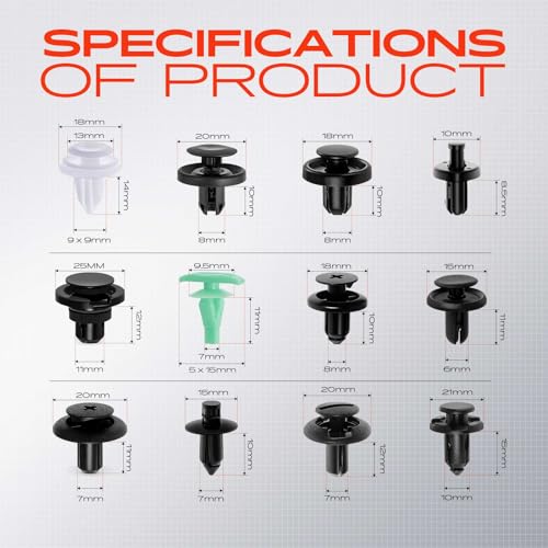 A-Premium 115PCS Fastener Retainer Clip Kit Compatible with Subaru