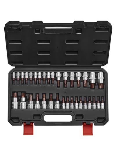 VEVOR Torx Bit Socket Set, 34-Piece Solid Star and Tamper Proof T6-T70, S2 Alloy Steel and Cr-V Steel, 1/4 in, 3/8 in, and 1/2 in Drives, with Enhanced Storage Case, Torx Sockets for Hand Use - size: 33 PCS