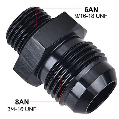 EVIL ENERGY 8AN Flare to AN6 ORB Male O-Ring Fitting Adapter 2PCS - size: 6AN ORB to 8AN