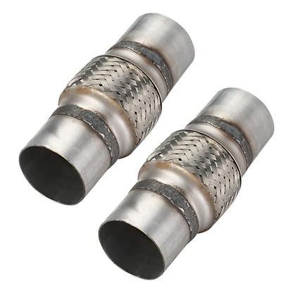 2 Pcs Exhaust Flex Pipe, 2.5''x 4''Stainless Steel Heavy Duty Exhaust Flex Pipe, Double Braid Exhaust Flex Tube, Overall Length 8'' - size: 2.5''x4''x8'', style: 2 PCS