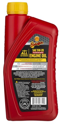 Schaeffer Manufacturing Co. 6520-012 SynShield All Performance Full Synthetic Gasoline Engine Oil 5W-20 For New and High Mileage Engines, 1-quart bottle (case of 12)