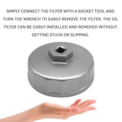 74mm 14 Flutes Oil Filter Wrench, Heavy Duty Oil Filter Removal Tool Socket Set Cartridge Style Housing Cap Wrench for Mercedes Benz Audi Sprinter VW Porsche Mazda, Select Mobil1 Bosch and Mahle