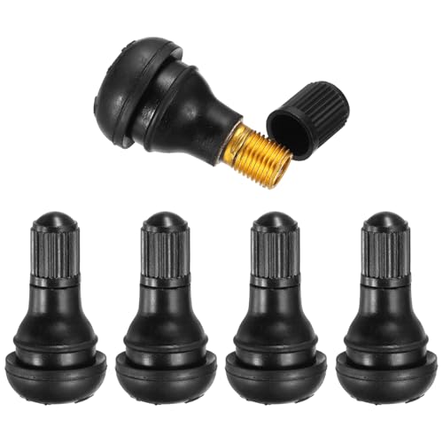 PATIKIL 1.4 Inch TR413 Tire Valve Stem, 5 Pack Universal Metal Rubber Snap-in Valve Stems for Cars Trucks Trailers ATVs Motorcycles, Black - size: 1.4"