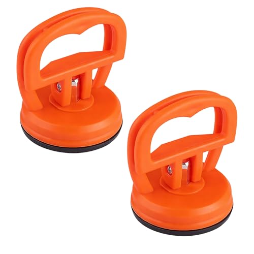 2PCS Car Dent Puller, Dent Remover Tool for Car, Suction Cup Car Dent Puller Kit with Handle, Auto Body Small Dent Remover Puller for Phone Screen Removal, Objects Moving and Lifting (Orange) - color: Orange
