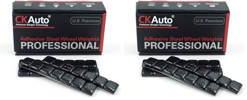 CKAuto 1/2oz, 0.5oz, Black, Adhesive Stick on Wheel Weights, 63oz/Box, US Quality, (126pcs) (Pack of 2) - color: Black, size: 126PCS (Pack of 2)