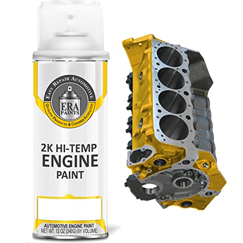ERA Paints Yellow Engine Paint With Omni-Curing Catalyst Technology - 2K Aerosol Glossy Finish With High Temp Resistance And Extreme Durability Against Color Fade And Chemicals Like Brake Fluid - color: Yellow 2K Spray Paint Only