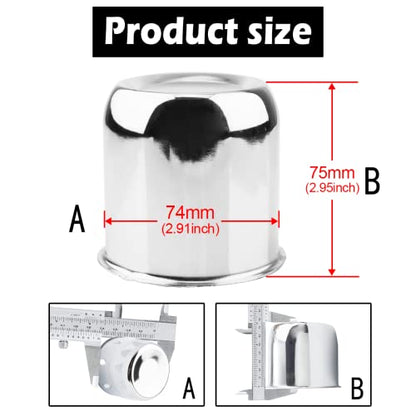 4Pcs 2.91" OD 2.91" H Push Through Trailer Wheel Center Cap for Rim - color: Chrome, size: 2.91" Hub 2.95" H