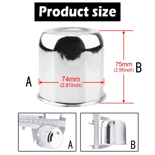 4Pcs 2.91" OD 2.95" H Push Through Trailer Wheel Center Cap for Rim - color: Chrome, size: 2.88" Hub 2.91" H