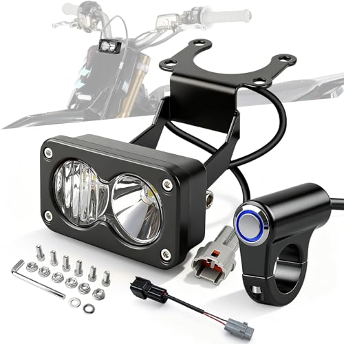 CO LIGHT Headlight Kit 3INCH White 6000-6500K Spot Flood Light for Sur-Ron Segway X260 Talaria Sting MX4 MX5 Dirtbike Motorcycle Front Headlamp with Blue Light Switch - color: White