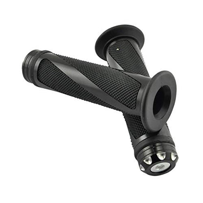 7/8" Aluminum Rubber Gel Hand Grips for Motorcycle Sports Bikes Handlebar - color: Black