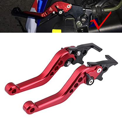 Pit Bike Brake Lever, Red Folding Aluminum Clutch Brake Lever Universal Brake Lever Handle Double Disc for GY6 Xmaximum 400, 1 Pair