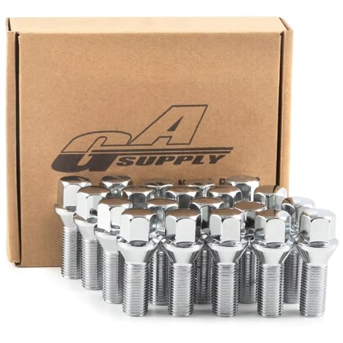 GAsupply M14x1.5 Lug Bolts 28mm Shank, 17mm Hex Conical Seat Chrome, 20pcs - color: Silver, size: 28mm Shank Acron Seat