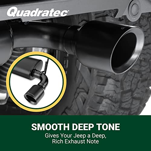 Quadratec Axle Back Dual Outlet Performance Exhaust System - Fits Jeep Wrangler JL 2018-2022 - Offroad Durability - Stainless Steel, Black Finish - Deep Smooth Exhaust Tone - 2.5" Pipe, 4" Tips