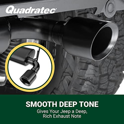 Quadratec Axle Back Dual Outlet Performance Exhaust System - Fits Jeep Wrangler JL 2018-2022 - Offroad Durability - Stainless Steel, Black Finish - Deep Smooth Exhaust Tone - 2.5" Pipe, 4" Tips